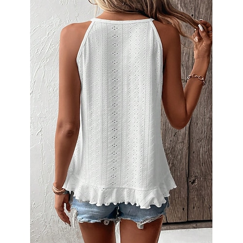  Pentru femei Camisole Tank Top Simplu Elegant Casual Fără manșon Stil Nautic Topuri obișnuite Zilnic Concediu Capsă Negru Alb Roz Îmbujorat Vară Primăvară
