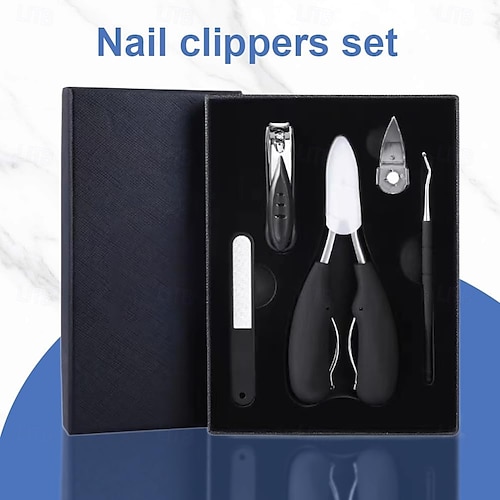  Kit tagliaunghie professionale da 5 pezzi, in acciaio inossidabile 304 &Set di tagliaunghie per unghie dei piedi, tagliaunghie ultra affilate con manico lungo per unghie spesse o incarnite, strumenti