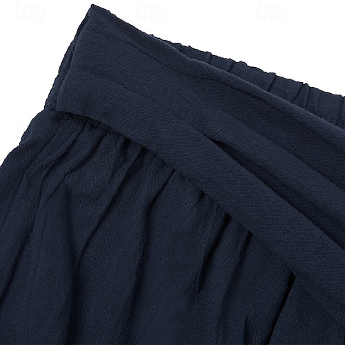  Herren Leinenhosen Hose Sommerhose Baggy-Hosen Knöpfe Kordelzug Elastischer Bund Einfach Komfort Atmungsaktiv Volle Länge Outdoor Yoga Fitnessstudio Designer Retro Vintage Rote Marineblau