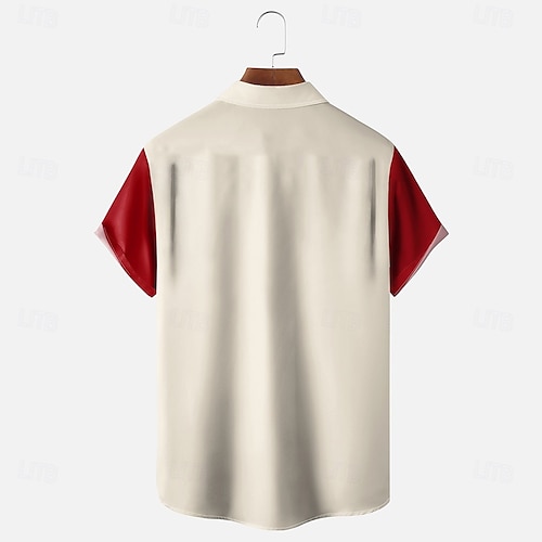  Canada Day Men's Flag Maple Leaf Shirt Summer Shirt Button Up Shirt Short Sleeve Fashion Casual Holiday Summer Spring Turndown 3D Print Collared Shirts Front One Pocket Apricot