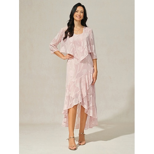  Femmes Robe maxi Robe à Volants Élégant Mariage robe demoiselle d honneur Soirée Fleuri Sans manches Col en U Rose Claire Été Printemps