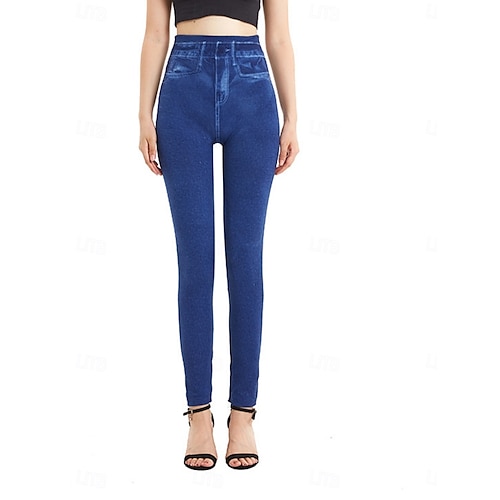  Womens Leggings Nadrág 3D Nyomtatás Üdülés Vintage Utca Divat Teljes Hosszú Magas Derék Grafikai Nyomtatás Kényelmes Puha Kényelmes Rugalmas Kültéri Utca Kék Nyári Slim Fit