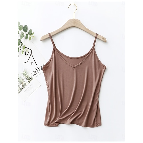  Women's Camisole Tank Top Solid Color Daily Basic Casual Sleeveless Strap Regular Tops Daily Backless Black White Pink Navy Blue Green Summer