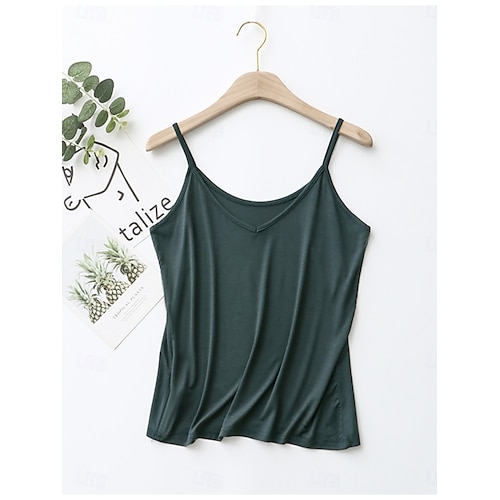  Women's Camisole Tank Top Solid Color Daily Basic Casual Sleeveless Strap Regular Tops Daily Backless Black White Pink Navy Blue Green Summer