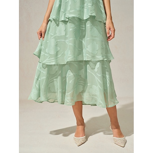  Damen Maxikleid A Linie Kleid Elegant Formell Flattrige Ärmel Hochzeitsgast Cocktailparty Normale Passform Einfach Kurzarm V Ausschnitt Salbeigrün Sommer