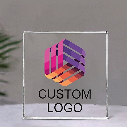  Personalized Acrylic Logo Plaque Custom Photo and Text Plaque ,Display Sign for Collectible Figurines, Desk or Shelf Decor