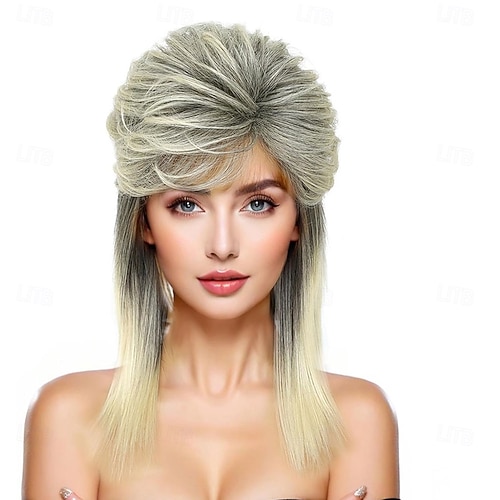 Vokuhila-Perücke Für Damen – 80er Jahre Style In Blond Für Karneval & Mottopartys