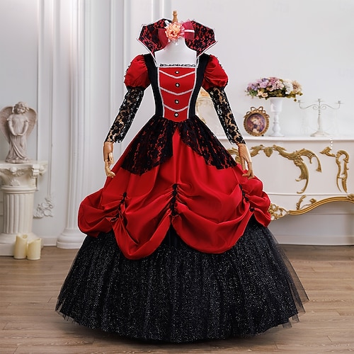 blue dress for baby girl Gothic Belle Red/Black Upscale Fantasy Gown