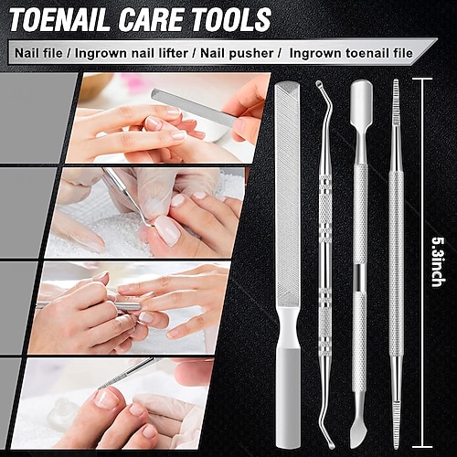  Set di 7 tagliaunghie per anziani con unghie spesse, tagliaunghie per adulti con manico lungo e resistente, kit di strumenti per unghie incarnite, grande tagliaunghie in acciaio inossidabile.