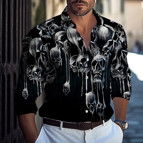 Camisa de disfraces de calaveras geniales para hombre camisa de