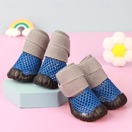 Wanderstiefel Für Hunde – Atmungsaktive Mesh-Schuhe, Rutschfest, Verstellbar, 4 Stück – Ideal Für Sommer, Laufen Und Outdoor-Abenteuer