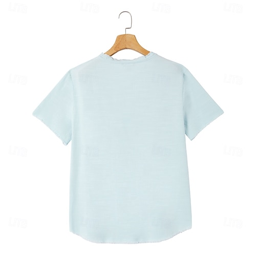  Per uomo Maglietta Maglietta in lino Maniche Corte Scollo a V Estate Semplice Moda Designer Essenziale Morbido Vacanza Casual Quotidiano Spiaggia Blu chiaro Bianco Rosa Maglietta Top per Uomo