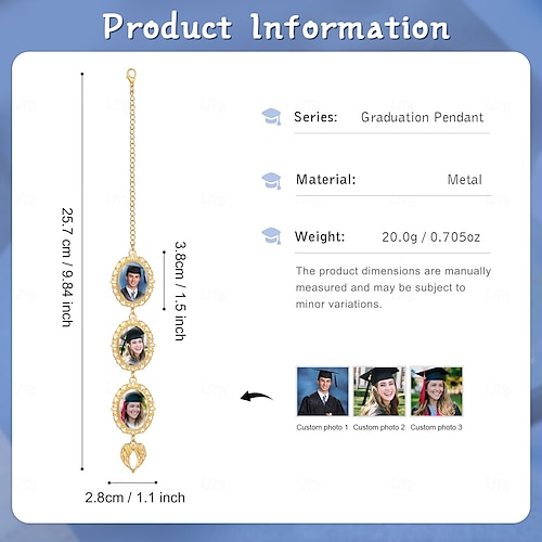  Pingente de borla de formatura personalizado com foto e asa de anjo, presente de formatura personalizado, pingente de boné de formatura dourado com foto personalizada, lembrança escolar estética para