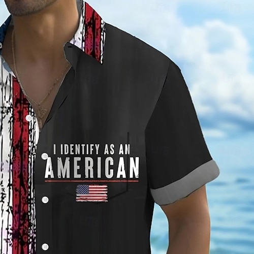  Dzień Niepodległości Męskie Amerykańska flaga USA Patriotyczny Czwarty lipca Koszula Letnia koszula Zapinana na guziki koszula Krótki rękaw Moda na co dzień Święto Lato Wiosna Wieczorne Druk 3D