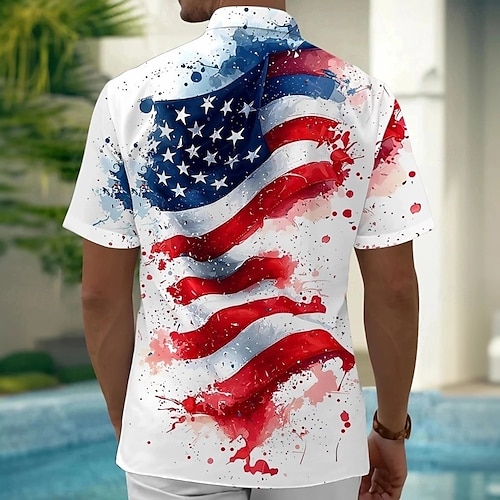  Independence Day Men's American US Flag Patriotic Fourth of July Shirt Summer Shirt Button Up Shirt Short Sleeve Fashion Casual Holiday Summer Spring Turndown 3D Print Collared Shirts Front One Pocket