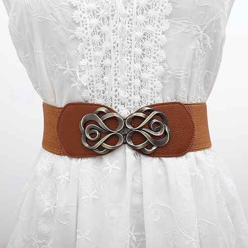 Ceinture Femmes Alliage Noir Ceinture Taille Extérieur Week-end Fleuri