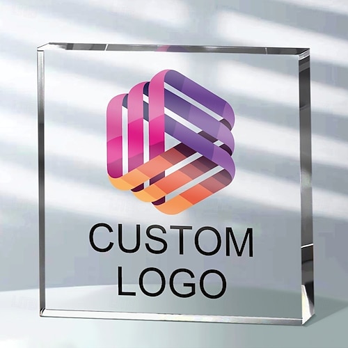  Personalized Acrylic Logo Plaque Custom Photo and Text Plaque ,Display Sign for Collectible Figurines, Desk or Shelf Decor