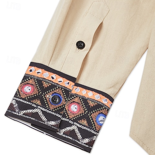  Pánské Košile Letní košile Plážová košile retro košile Vintage košile Nezastrčené košile Pevná barva Dovolená Denní nošení Khaki Dlouhý rukáv Oblečení