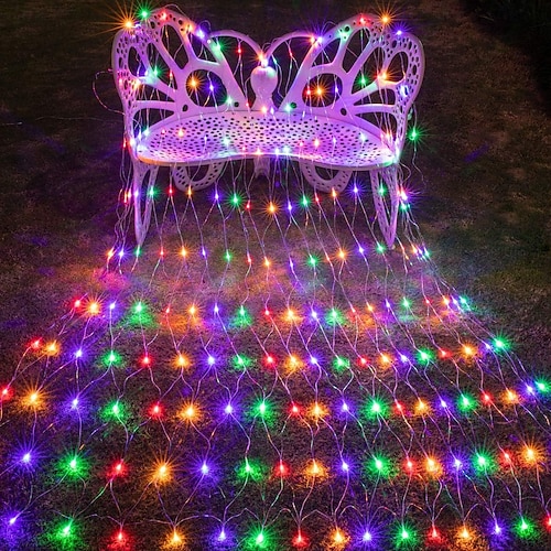 luci notturne a rete a led 1.5x1.5m 3x2m 220v matrimonio natale fata stringa luce esterna impermeabile festa festa decor luci a rete con tappo di coda