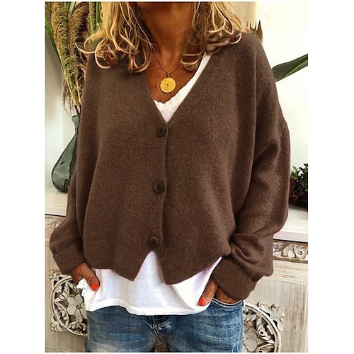  Pentru femei Pulover Bluza Elegant Modă Șic Stradă Culoare pură În V Buzunar Tricotat Manșon Lung Topuri obișnuite Tricotat În aer liber Zilnic Sfârșit de săptămână Negru Roșu-aprins Toamnă Iarnă
