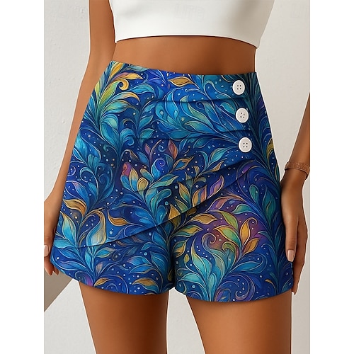  Pentru femei chinez Pantaloni Scurți Elegant Vacanță Epocă Scurt Talie Înaltă Grafic Fluture Abstract Multistratificat Uscare rapidă Comfortabil Respirabil Micro-elastic În aer liber Stradă Zilnic