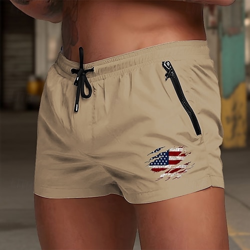  Homme Maillots de bain Shorts de bain Shorts de Surf Drapeau national Séchage rapide Respirable avec doublure en mesh Taille Élastique Cordon de serrage Vacances Plage Hawaïen Occasionnel Rouge vin