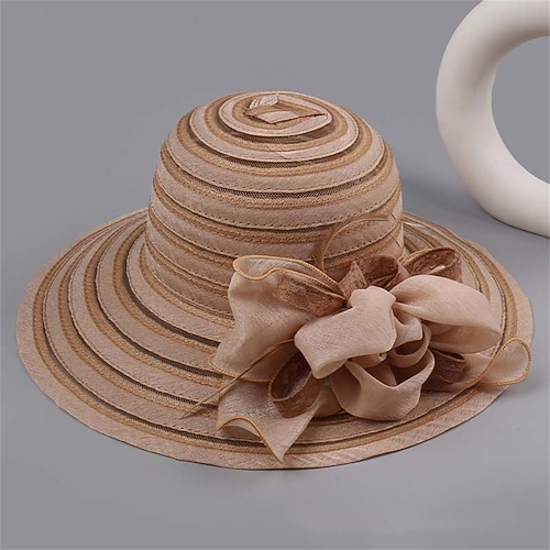 Women-Organza-Kentucky Sun Hats-Summer-Wide-Brim-Flower  display picture 2