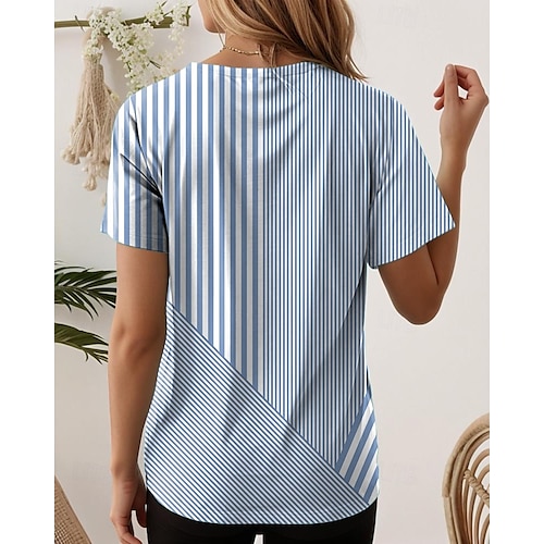  Femmes T-shirt Graphique Élégant Classique Occasionnel Manche Courte Col en V Hauts Réguliers Quotidien Imprimé Jaune Vert Claire Rose Claire Bleu Violet Été Printemps