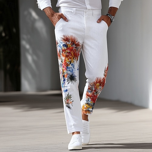 Hombre Estampado Floral Flores pantalones de traje Pantalones