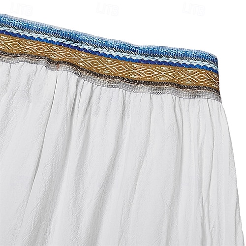  בגדי ריקוד גברים מכנס שלושת רבעי מכנסי פשתן מכנס קיץ קצר מכנסי חוף כיס אלסטית מותניים בג'י אחיד קומפורט נושם אורך עגל בָּחוּץ בית יומי אופנתי רטרו\וינטאג' לבן