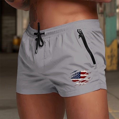  Men's Swim Trunks Swim Shorts Board Shorts National Flag Quick dry Breathable with Mesh lining Elastic Waist Drawstring Vacation Beach Hawaiian Casual Wine Red Black