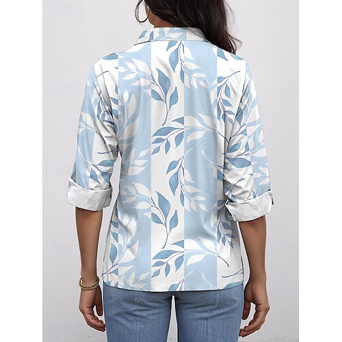  Women's Shirt Floral Graphic Daily Stylish Casual Long Sleeve Shirt Collar Regular Tops Daily Holiday Buttons Print Yellow Blue Purple Green Summer Spring