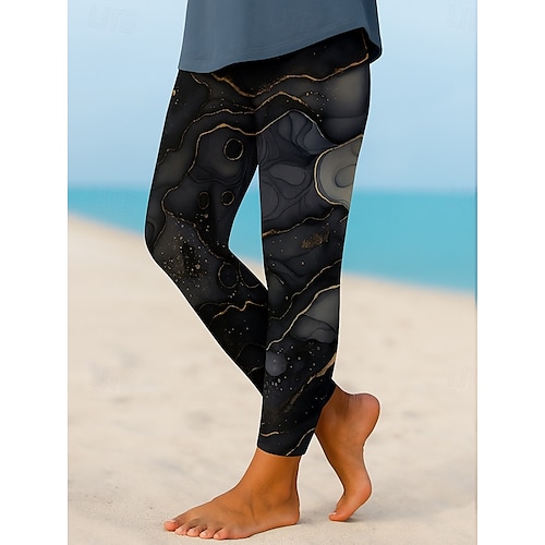  Dame Leggings Ferie Stilfull Etnisk stil Ankel-lengde Høy Midje Grafisk Gradert 3D-utskrift 3D-utskrift Hurtigtørkende Pusteevne Myk Elastisk utendørs Hjem Avslappet Svart Hvit Blå Høst Slank Fasong