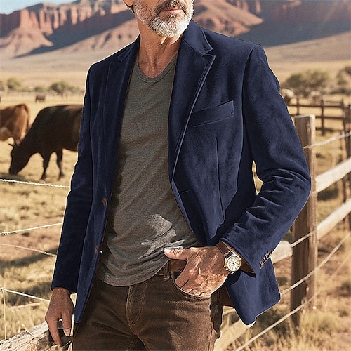  Per uomo Blazer in finta pelle scamosciata Blazer Affari Cocktail party Ricevimento di matrimonio Moda Casual Primavera Autunno Finta Pelle Scamosciata Tinta unica Tasca Bottoni Confortevole Monopetto