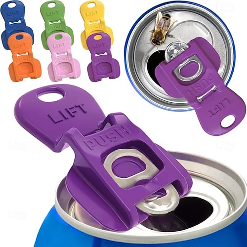 Apriscatole con linguetta completa da 6/12/24 pezzi per lattine di soda, apriscatole in plastica per coperchi di lattine, mini sollevatore di linguette per lattine e richiuditore antipolvere per cola,