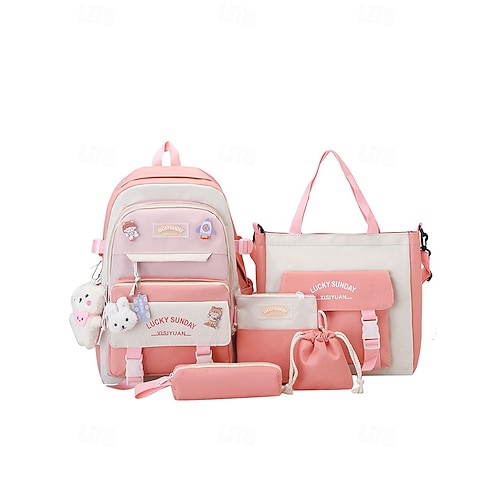 Tween & Teen Girls 5-Piece Kawaii Backpack Set, Large Capacity