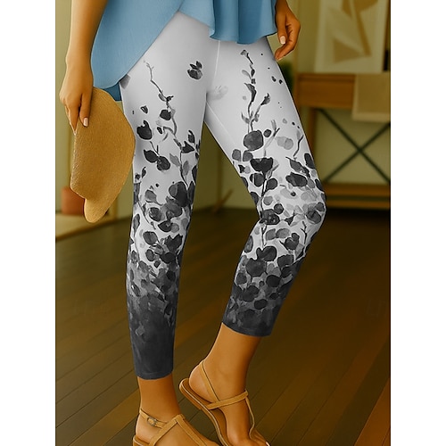  Women's Leggings Vacation Vintage Ethnic Style Ankle-Length High Waist Floral Graphic 3D Print Quick Dry Breathability Soft Stretchy Outdoor Home Causal Dark red Forest Green Black Blue Summer Spring
