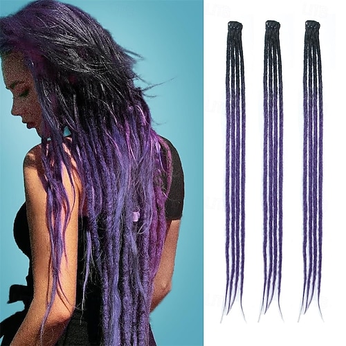 Dreadlock Extensions with Clips 24 Inch Ombre Clip In Dreads  display picture 1