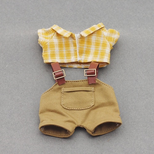 Doll Clothes Hat & Overalls Set For 17cm Dolls - No Doll Included Style E