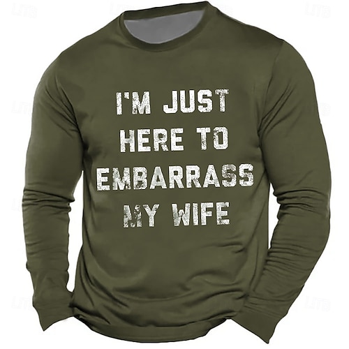 Men's Funny Slang T Shirt Long Sleeve T shirt 3D Print Crew Neck Shirt Fashion Daily Basic Street Casual Daily Black Red Blue Summer Spring All Seasons Clothing Apparel S M L XL XXL XXXL