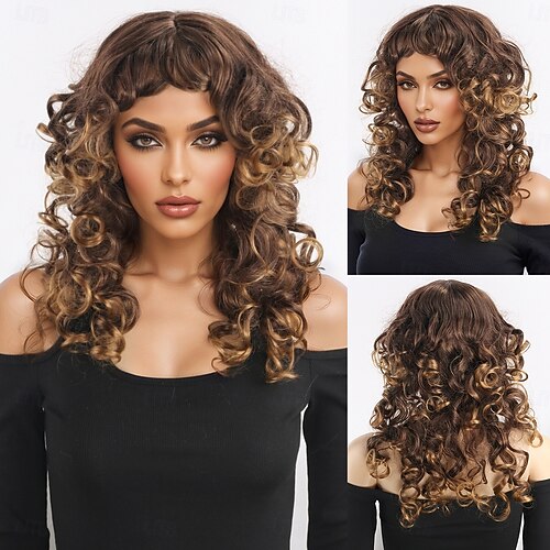 Synthetische Percken Gewellt Afro Lockig Asymmetrisch Mit Pony Maschinell  hergestellt Percke 18 Zoll A1 Synthetische Haare Damen Klassisch Bequem  Farbverlufe Mehrfarbig 2026 - GBP 23