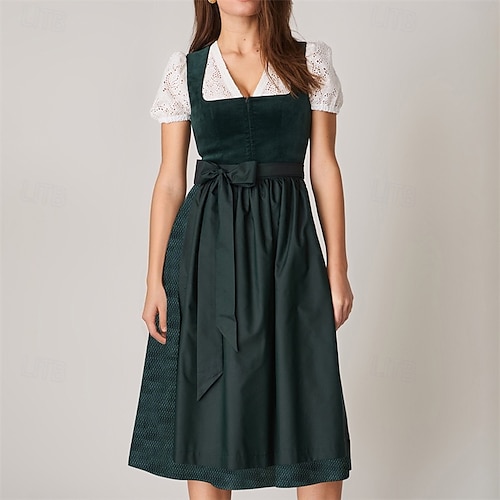 green oktoberfest dress 3-Piece Bavarian Dirndl Dress Renaissance Vintage Floral Oktoberfest Costume main image 1