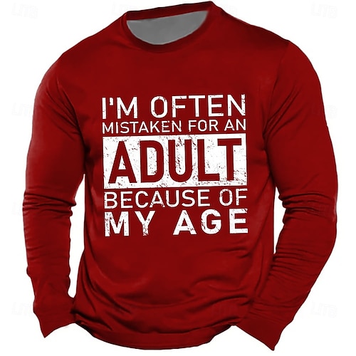  Bărbați Argou amuzant Tricou Manșon Lung Tricou Tipărire 3D Stil Nautic Cămașă Modă Zilnic De Bază Stradă Casual Zilnic Negru Roșu-aprins Albastru piscină Vară Primăvară Toate Sezoanele Îmbrăcăminte