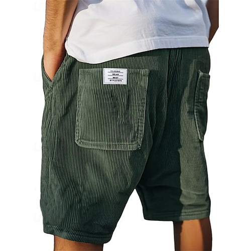  Per uomo Shorts Pantaloncini Estivi Pantaloncini casual Pantaloncini di velluto a coste Tasca Coulisse Elastico in vita Semplice Comodità Traspirante Corto All'aperto Vacanza Canotta sportiva Casual