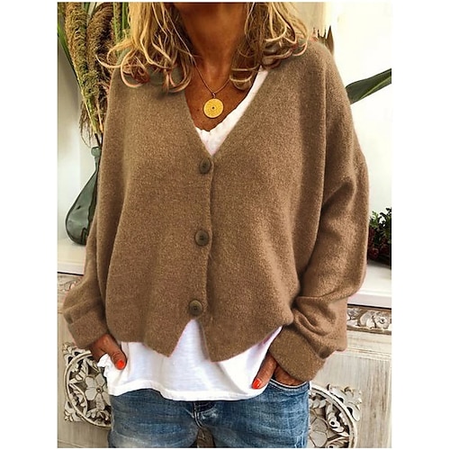  Pentru femei Pulover Bluza Elegant Modă Șic Stradă Culoare pură În V Buzunar Tricotat Manșon Lung Topuri obișnuite Tricotat În aer liber Zilnic Sfârșit de săptămână Negru Roșu-aprins Toamnă Iarnă