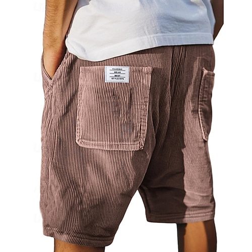  Per uomo Shorts Pantaloncini Estivi Pantaloncini casual Pantaloncini di velluto a coste Tasca Coulisse Elastico in vita Semplice Comodità Traspirante Corto All'aperto Vacanza Canotta sportiva Casual