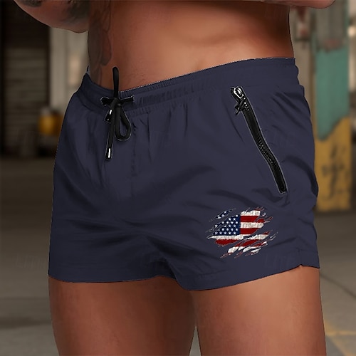  Homme Maillots de bain Shorts de bain Shorts de Surf Drapeau national Séchage rapide Respirable avec doublure en mesh Taille Élastique Cordon de serrage Vacances Plage Hawaïen Occasionnel Rouge vin