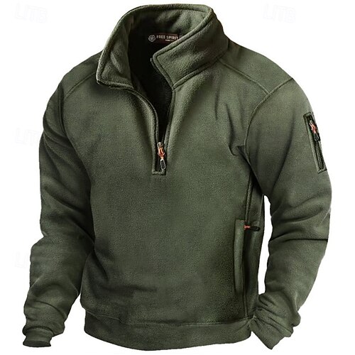 Hombre Sudadera Sudadera con un cuarto de cremallera Verde