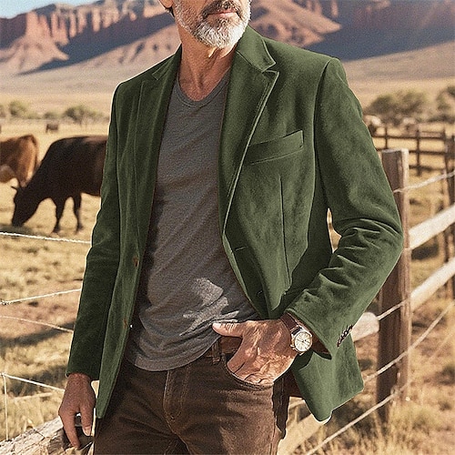  Per uomo Blazer in finta pelle scamosciata Blazer Affari Cocktail party Ricevimento di matrimonio Moda Casual Primavera Autunno Finta Pelle Scamosciata Tinta unica Tasca Bottoni Confortevole Monopetto