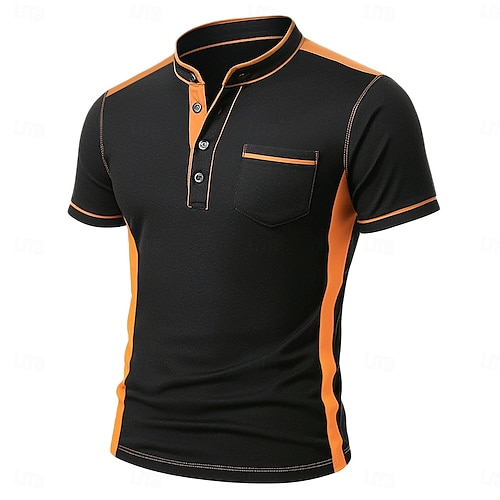  Herren Henley Hemd T-Shirt Henley Oberteil Kurzarm Einfarbig Einfach Mode Designer Lässig Farbblock Knöpfe Henley Outdoor Lässig Täglich Sommer Ganzjahres Schwarz Weiß Marineblau Henley T-Shirt